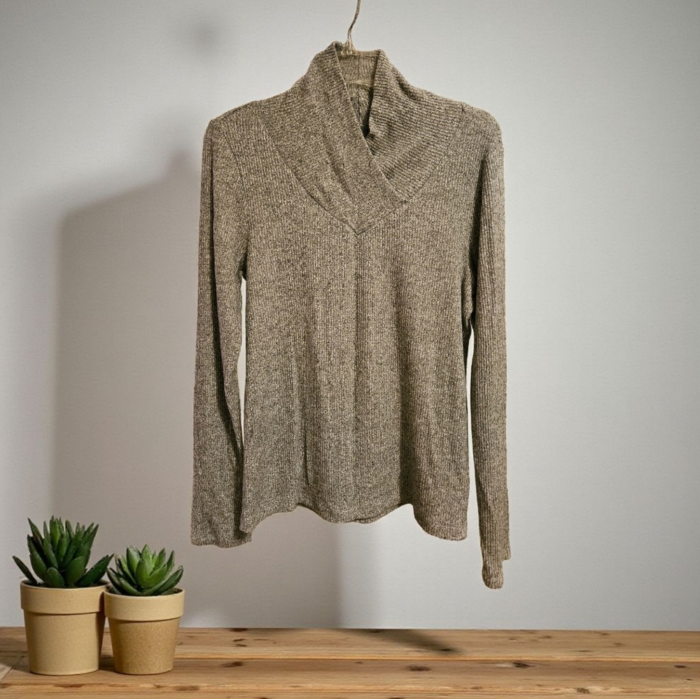 Cable Stitch Women's Cowl Neck Sweater in Gray Sz M